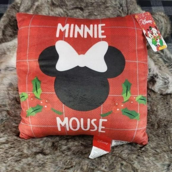 Disney Minnie Mouse Christmas Red Soft Throw Pillow New - Picture 2 of 5